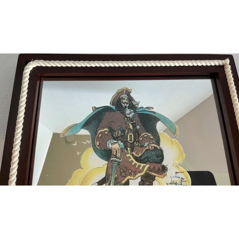 Captain Morgan Spiced Rum Bar Mirror Nautical Rope Frame 13x13 Tavern Decor